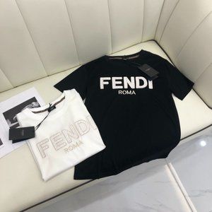 FENDI embroidered letters all-match T-shirt